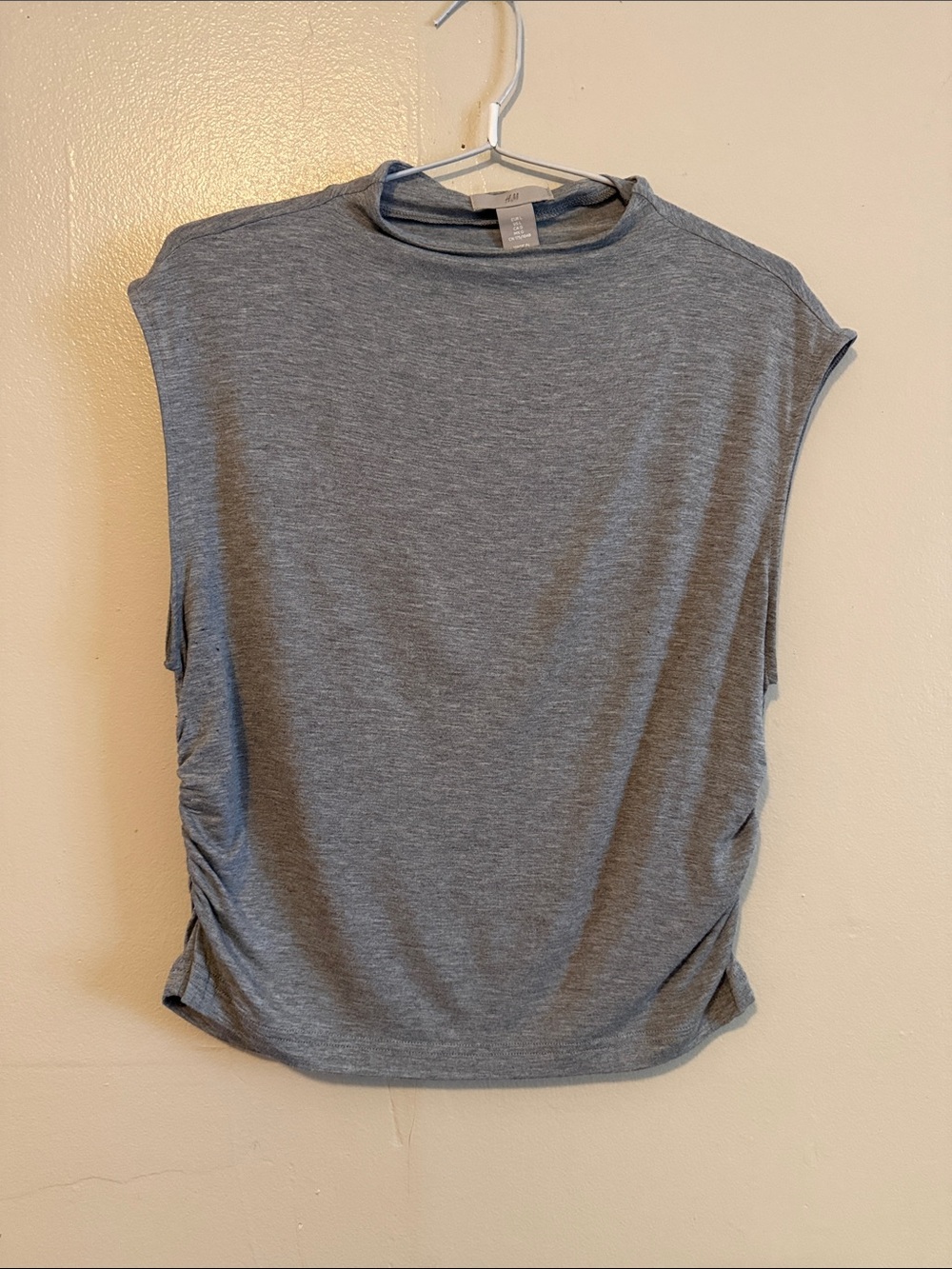 H&M Gray Sleeveless Mock Neck Tank with Side Ruching